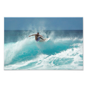 Surfer on a big wave photo print