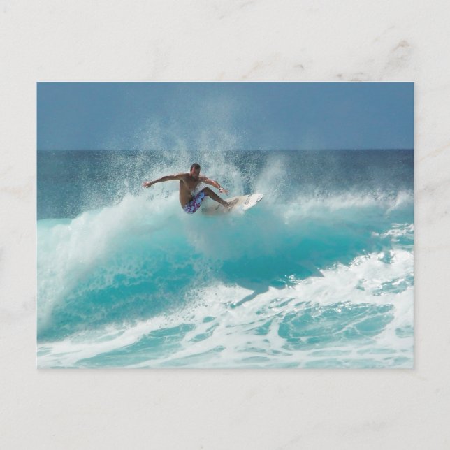 Surfer on a big wave postcard (Front)
