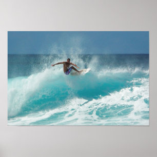 Surfer on a big wave poster print