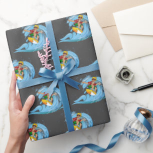 Surfer on Blue Wave   Wrapping Paper
