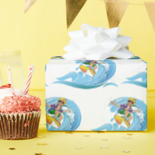 Surfer on Blue Wave  Wrapping Paper