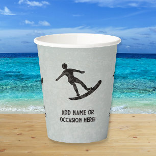 Surfer on Board rugged metal look for male party Paper Cups