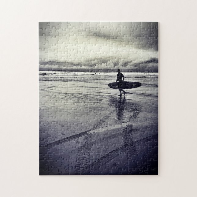 Surfer on Watergate Bay Jigsaw Puzzle (Vertical)