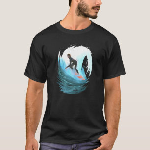 Surfer On Wave Ocean Surf Illustration Surfing T-Shirt