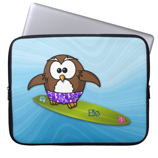 surfer owl laptop sleeve (Front)