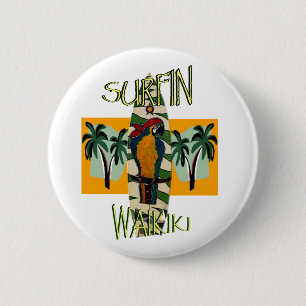 Surfer Parrot 6 Cm Round Badge