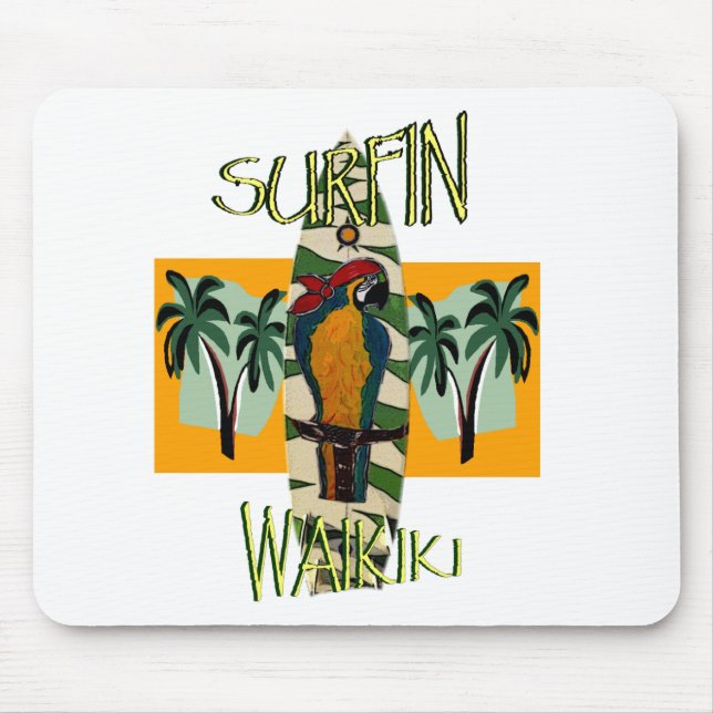Surfer Parrot Mouse Pad (Front)