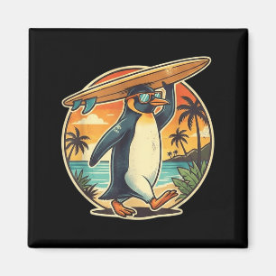 Surfer Penguin Aloha Hawaiian Surfing Tropical Magnet