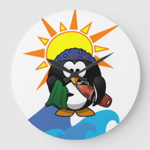 Surfer Penguin Clock