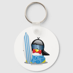 Surfer Penguin Key Ring