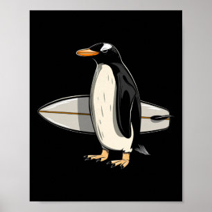 Surfer Penguin Surf Board Surfing Funny Cute Surf Poster