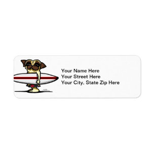 Surfer Pug Return Address Label
