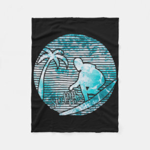 Surfer Retro Sun Vintage Surfing Surfboard Beachwe Fleece Blanket