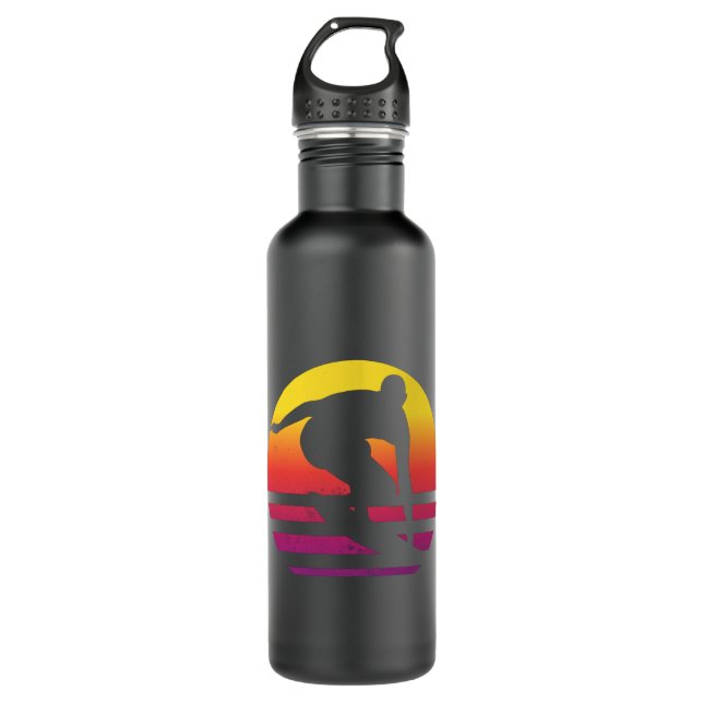 Surfer Retro Surfing Sunset 710 Ml Water Bottle (Front)