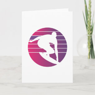 Surfer Retro Surfing Sunset Card