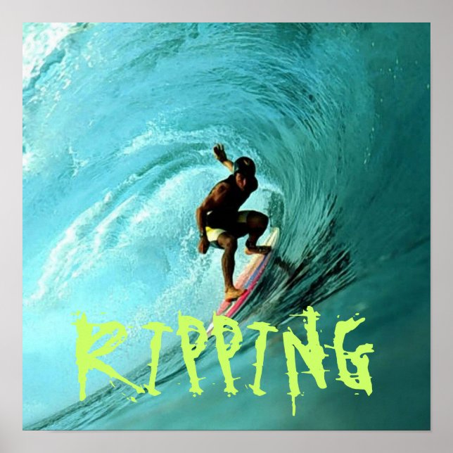 Surfer riding a wave poster (Front)
