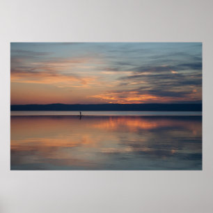 Surfer rowing to shore poster