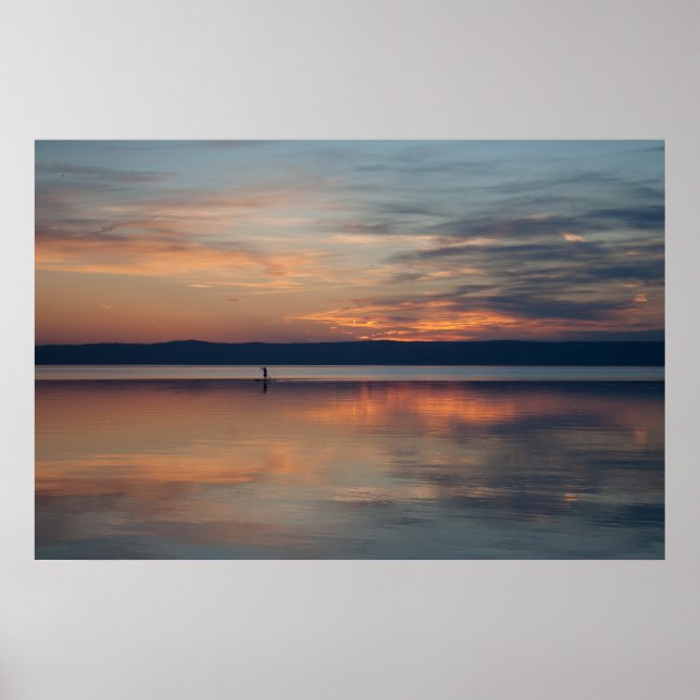 Surfer rowing to shore poster (Front)