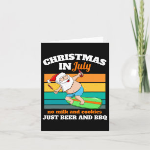 Surfer Santa Beer And Bbq Xmas Party Beach Christm Card