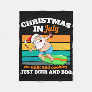 Surfer Santa Beer And Bbq Xmas Party Beach Christm Fleece Blanket