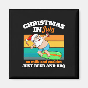 Surfer Santa Beer And Bbq Xmas Party Beach Christm Magnet