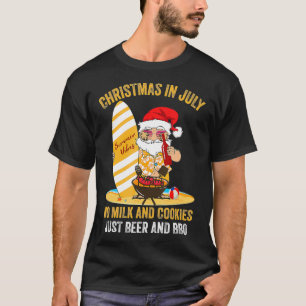 Surfer Santa Beer And BBQ xmas summer Christmas In T-Shirt