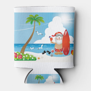 surfer santa claus can cooler