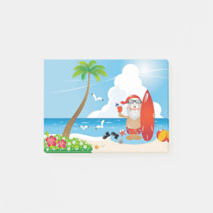 surfer santa claus post-it notes