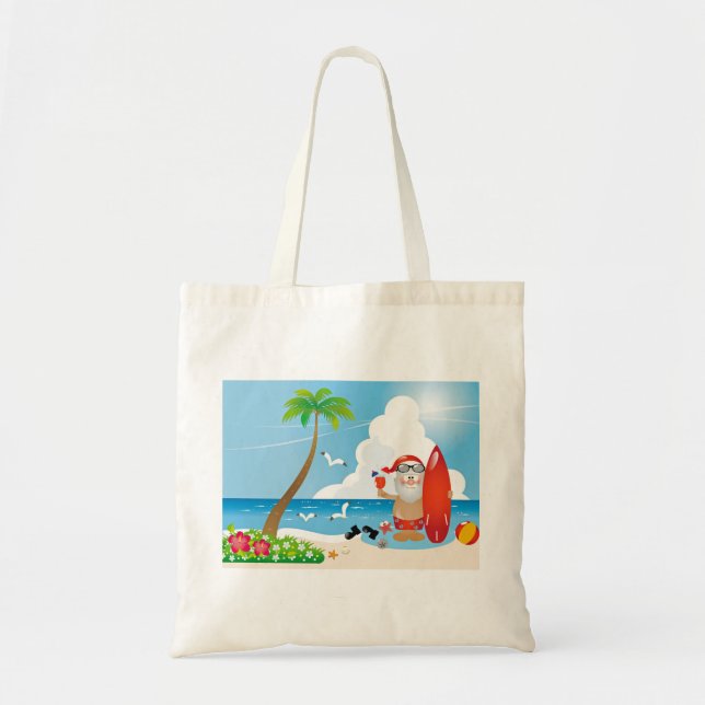surfer santa claus tote bag (Front)