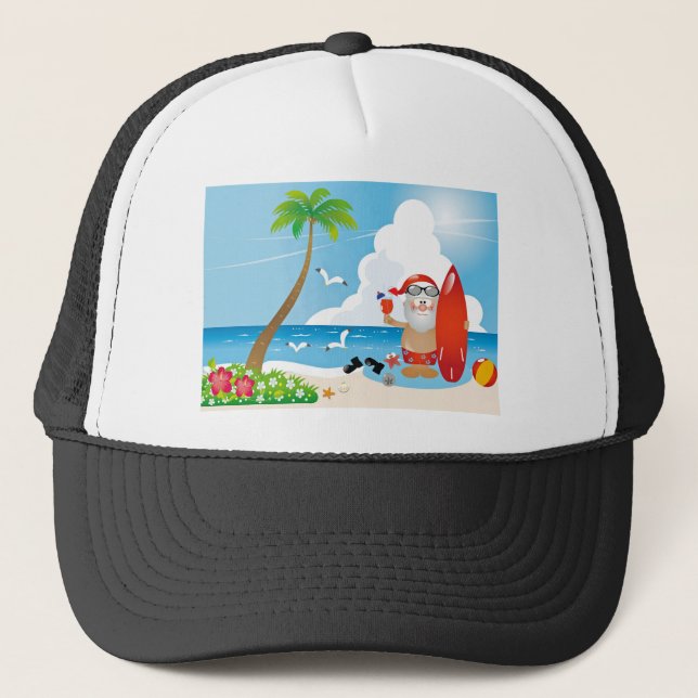 surfer santa claus trucker hat (Front)