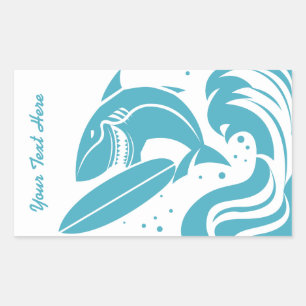 Surfer Shark custom text stickers