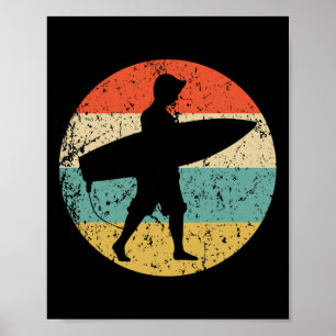 Surfer Silhouette Retro Surfing Poster