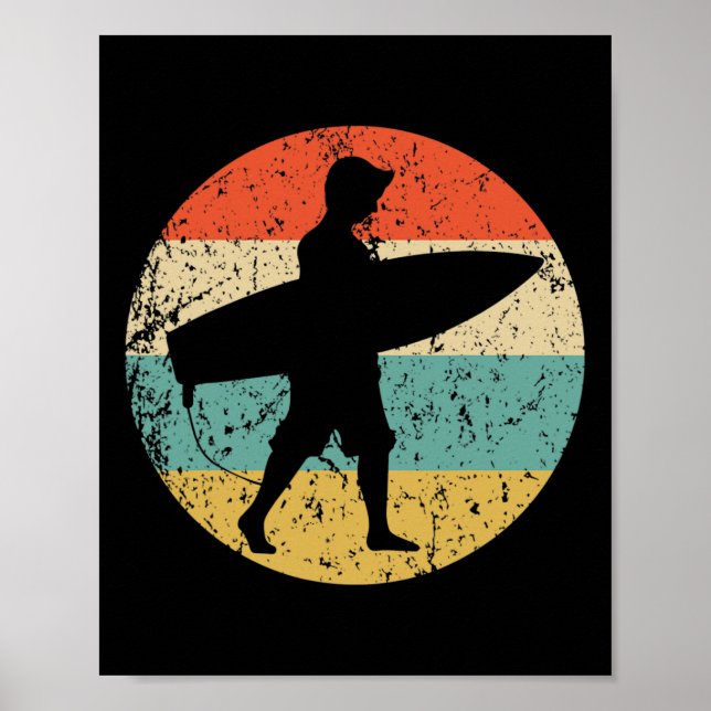 Surfer Silhouette Retro Surfing  Poster (Front)