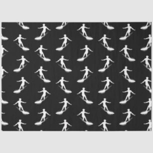 Surfer Silhouette Surfing with Surfboard Pattern Tissue Paper