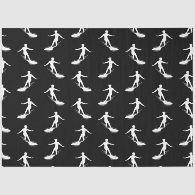 Surfer Silhouette Surfing with Surfboard Pattern Tissue Paper (Front)