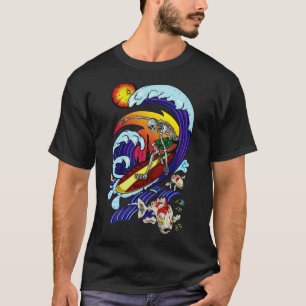 Surfer Skeleton Surfing Surf Beach Ocean T-Shirt