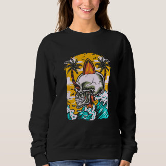 Surfer Skeleton Waves  Surfboard Surfrider Taco Su Sweatshirt
