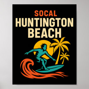 Surfer Socal Huntington Beach Vintage Mens Beach L Poster