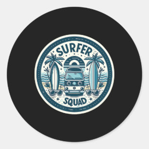Surfer Squad Surfing Gear For Surfers Wave Riders Classic Round Sticker