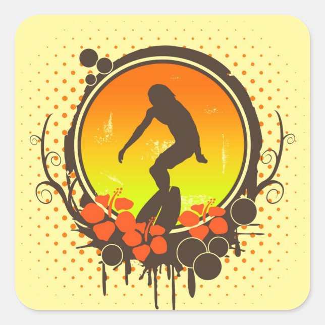 Surfer Square Sticker (Front)
