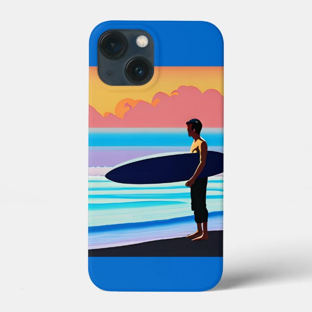Surfer Standing on a Beach At Sunset Case-Mate iPhone Case (Back)