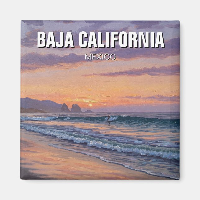 Surfer Sunset Baja California Magnet (Front)