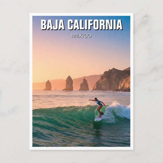 Surfer Sunset Baja California Postcard (Front)