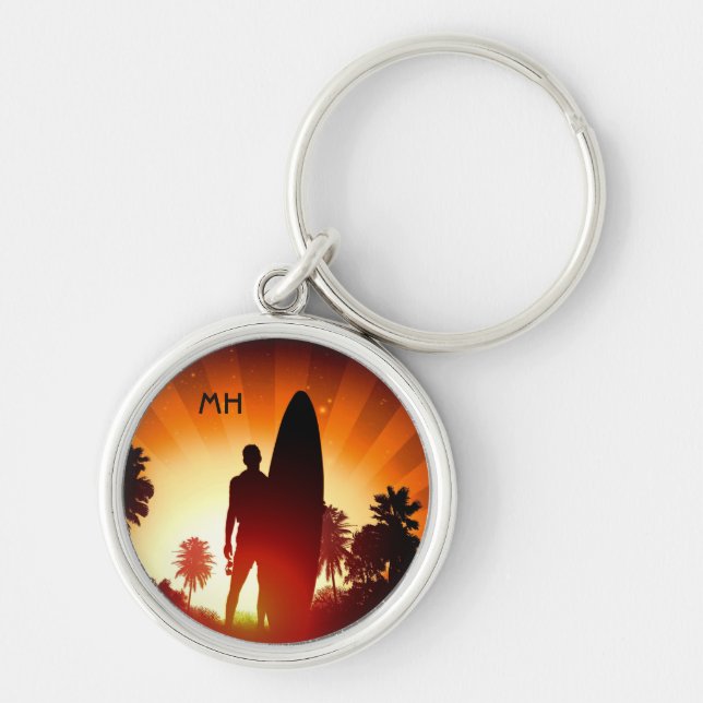 Surfer Sunset custom monogram key chains (Front)