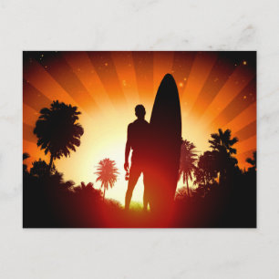 Surfer Sunset postcard