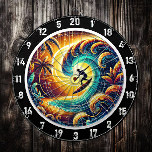Surfer Sunset Wave Artwork Dartboard