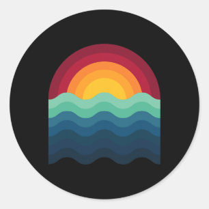 Surfer Surfboard Sunset Surf Surfing Wakeboard Wav Classic Round Sticker