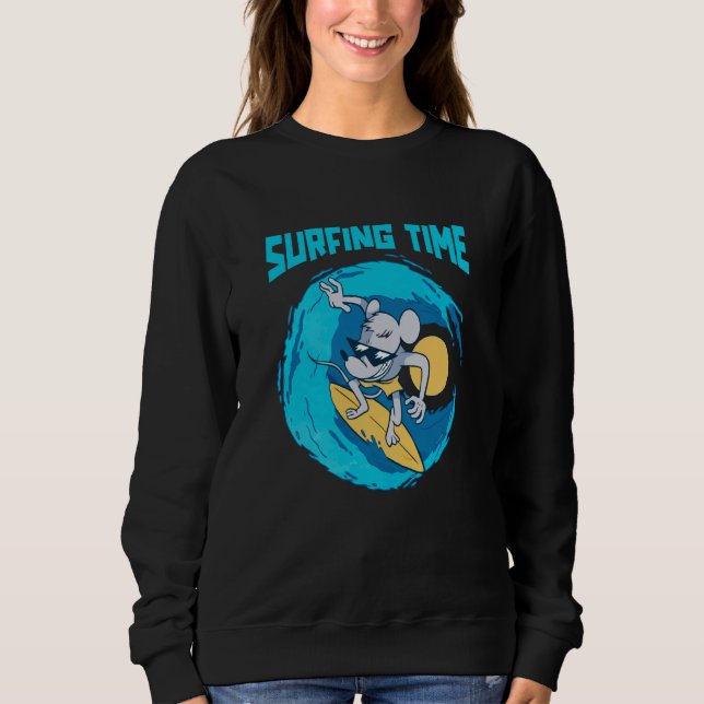 Surfer Surfboard  Surfrider Waves Trex Surfing Sweatshirt (Front)