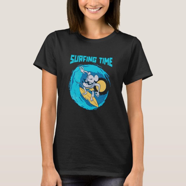 Surfer Surfboard  Surfrider Waves Trex Surfing T-Shirt (Front)