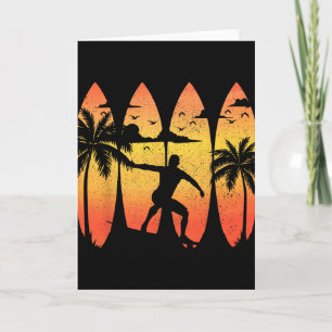 Surfer Surfboard Vintage Surfing Beach Summer Surf Card